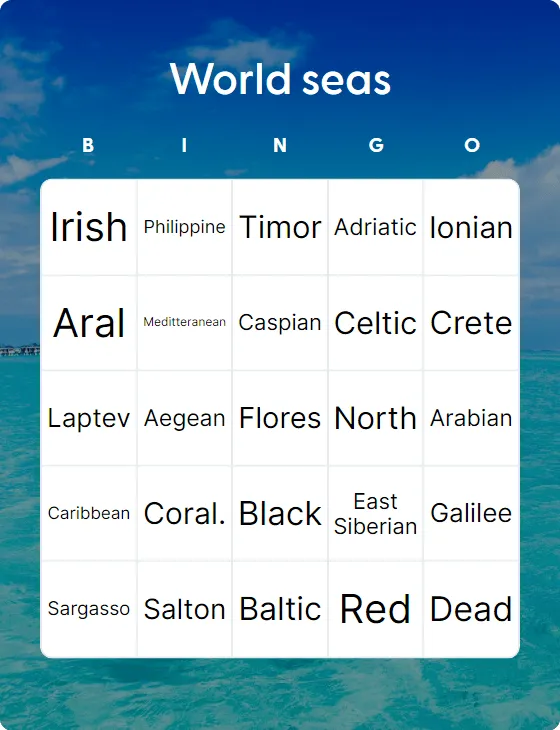 World seas bingo