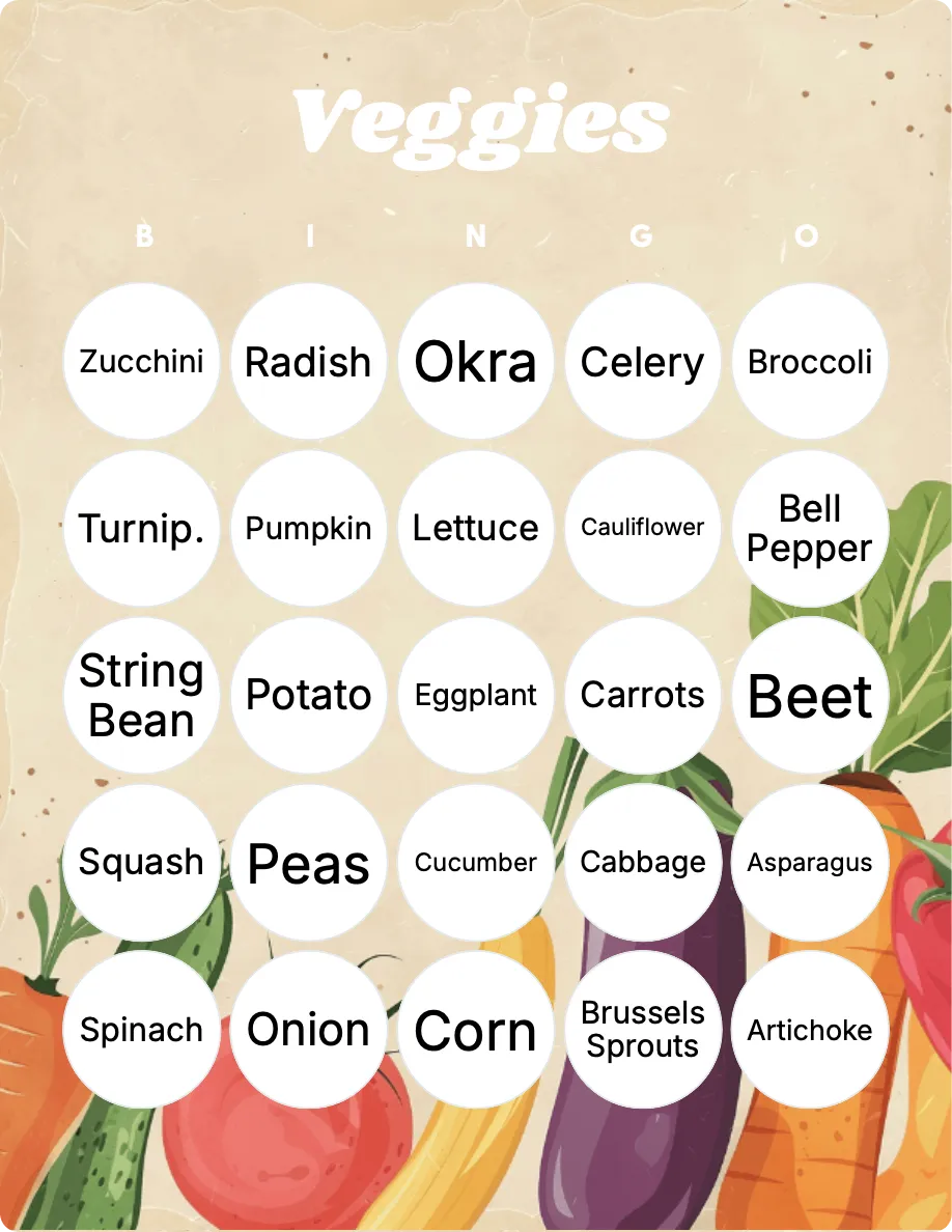 Veggies bingo