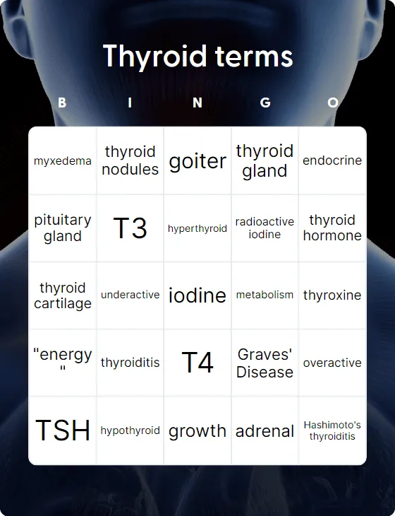 Thyroid terms bingo