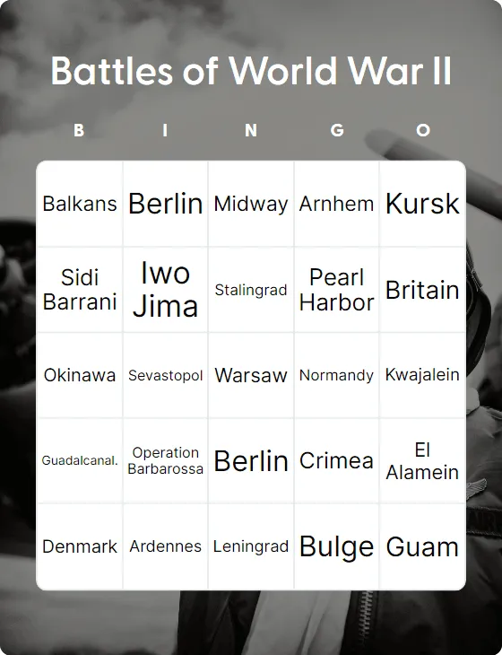 Battles of World War II bingo