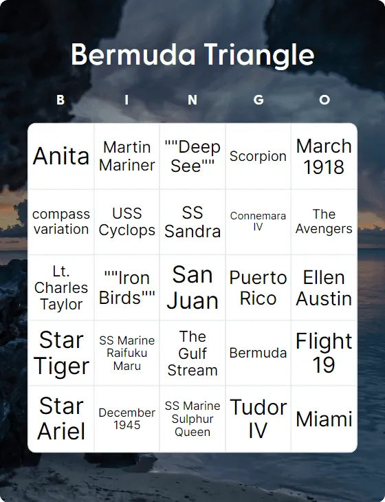 Bermuda Triangle bingo card template