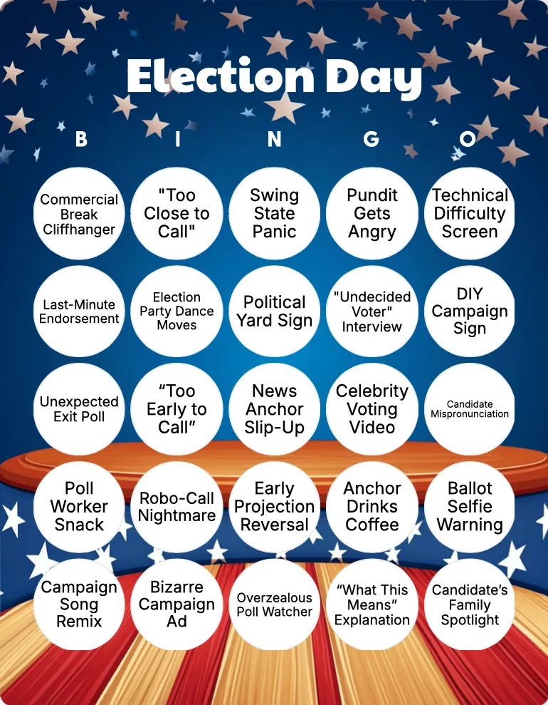 Election Day bingo card template