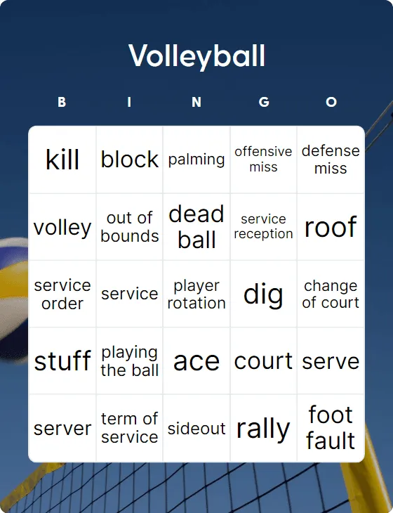 Volleyball bingo