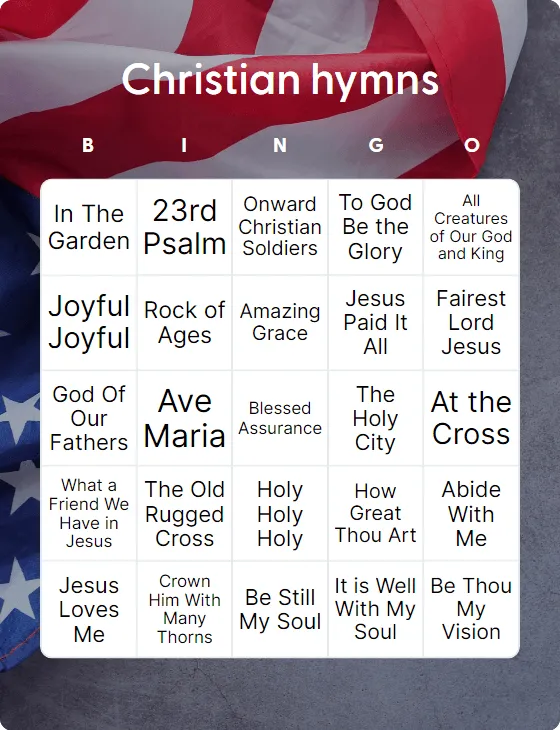 Christian hymns bingo
