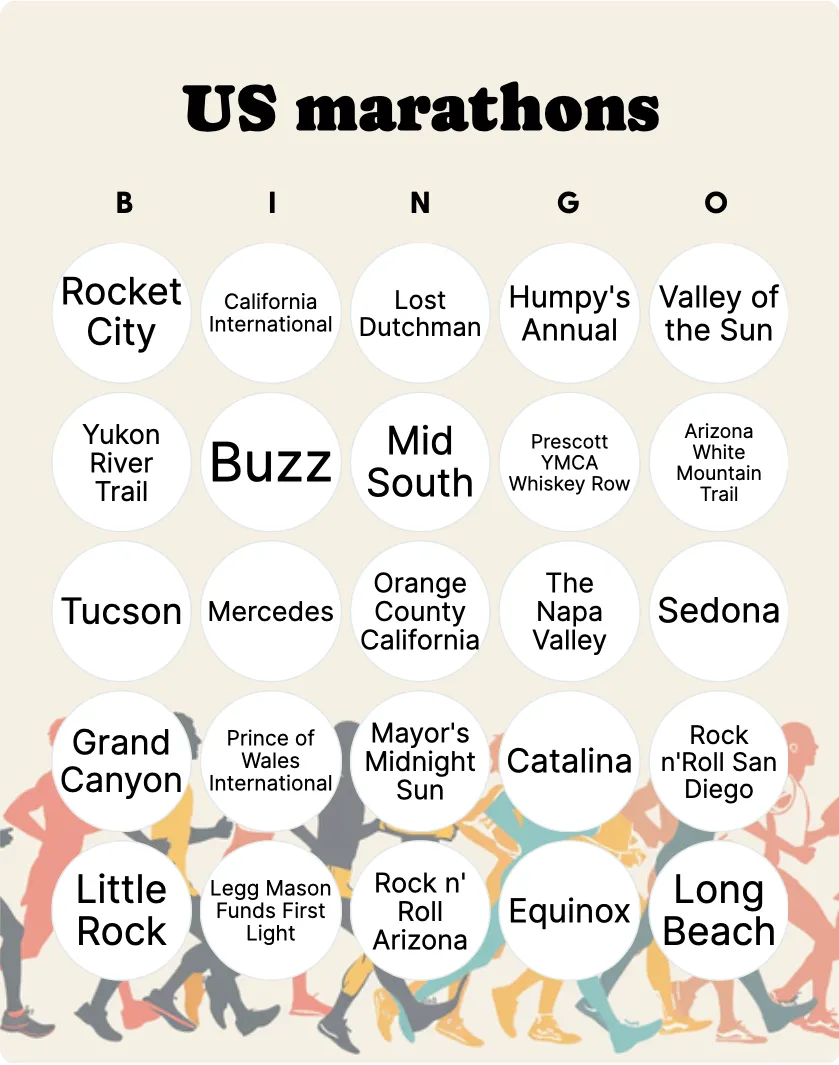 US marathons bingo