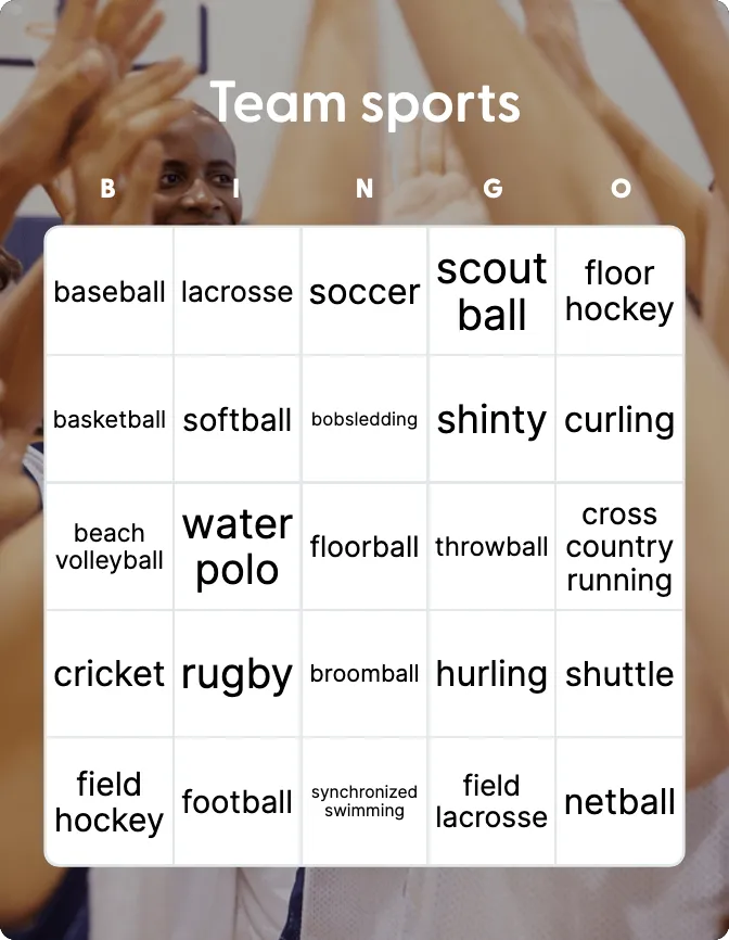 Team sports bingo