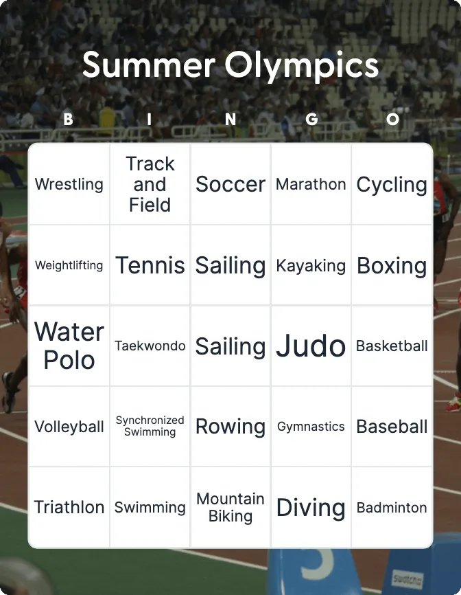 Summer Olympics bingo