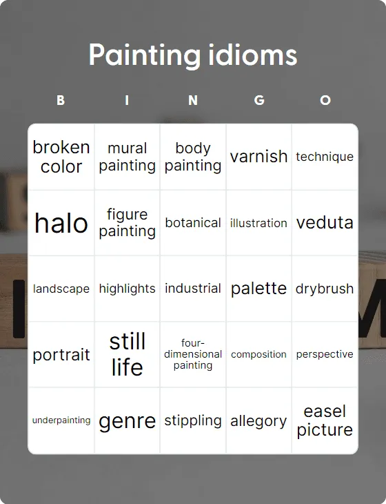 Painting idioms bingo