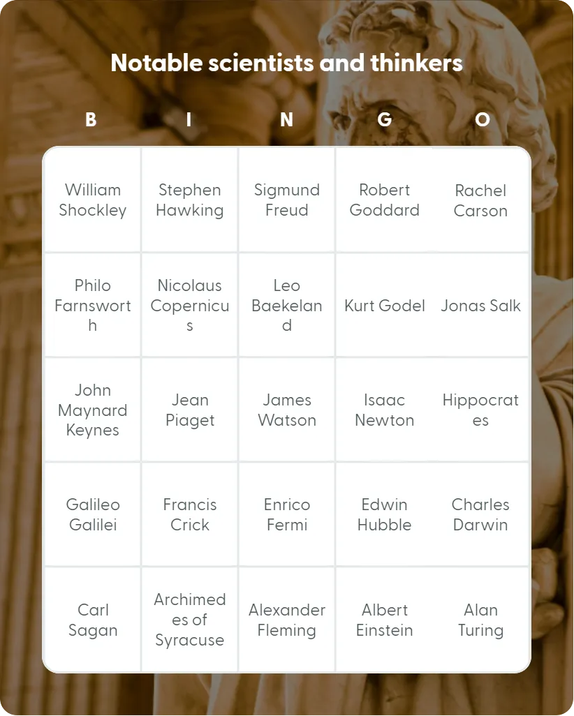 Notable scientists and thinkers bingo