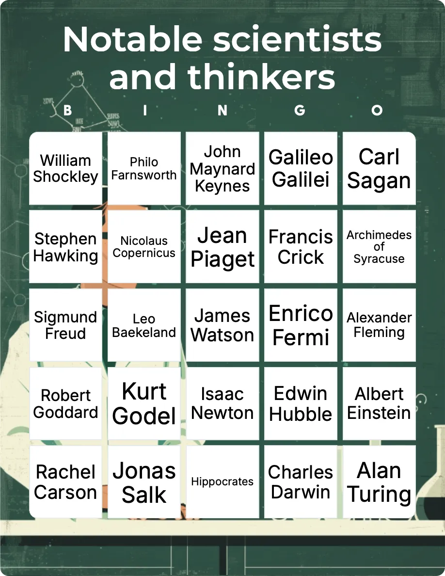 Notable scientists and thinkers bingo