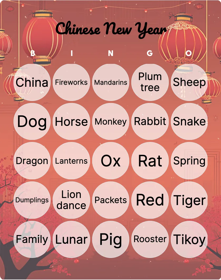 Chinese New Year bingo