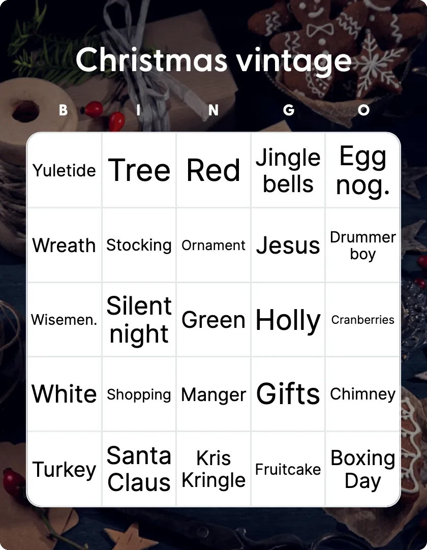 Christmas vintage bingo