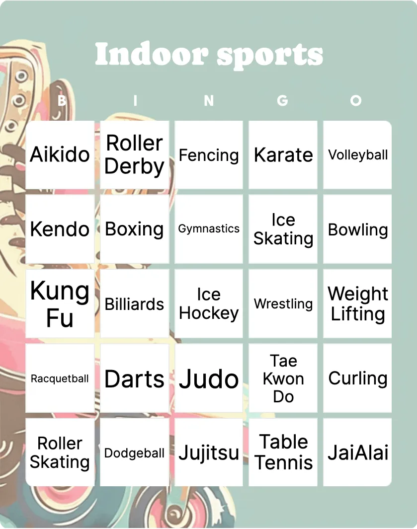 Indoor sports bingo