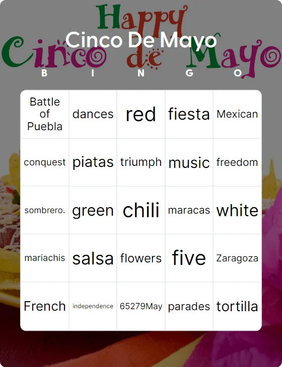 Cinco De Mayo bingo