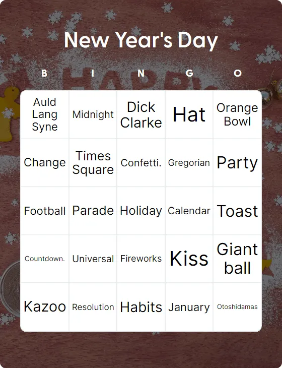 New Year’s Day bingo