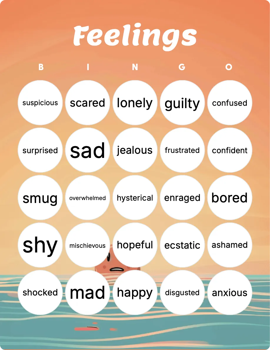 Feelings bingo