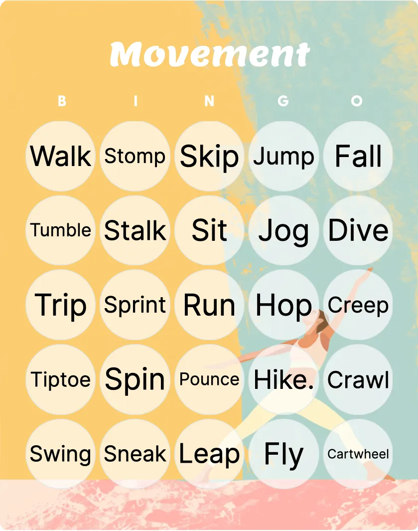 Movement bingo card template