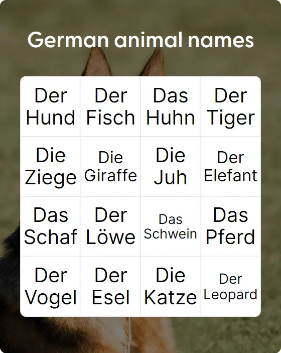 German animal names