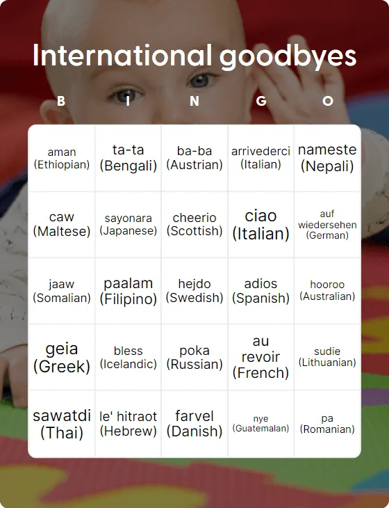 International goodbyes bingo