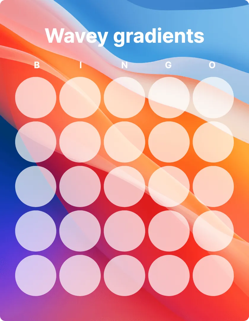 Wavey gradients bingo card template