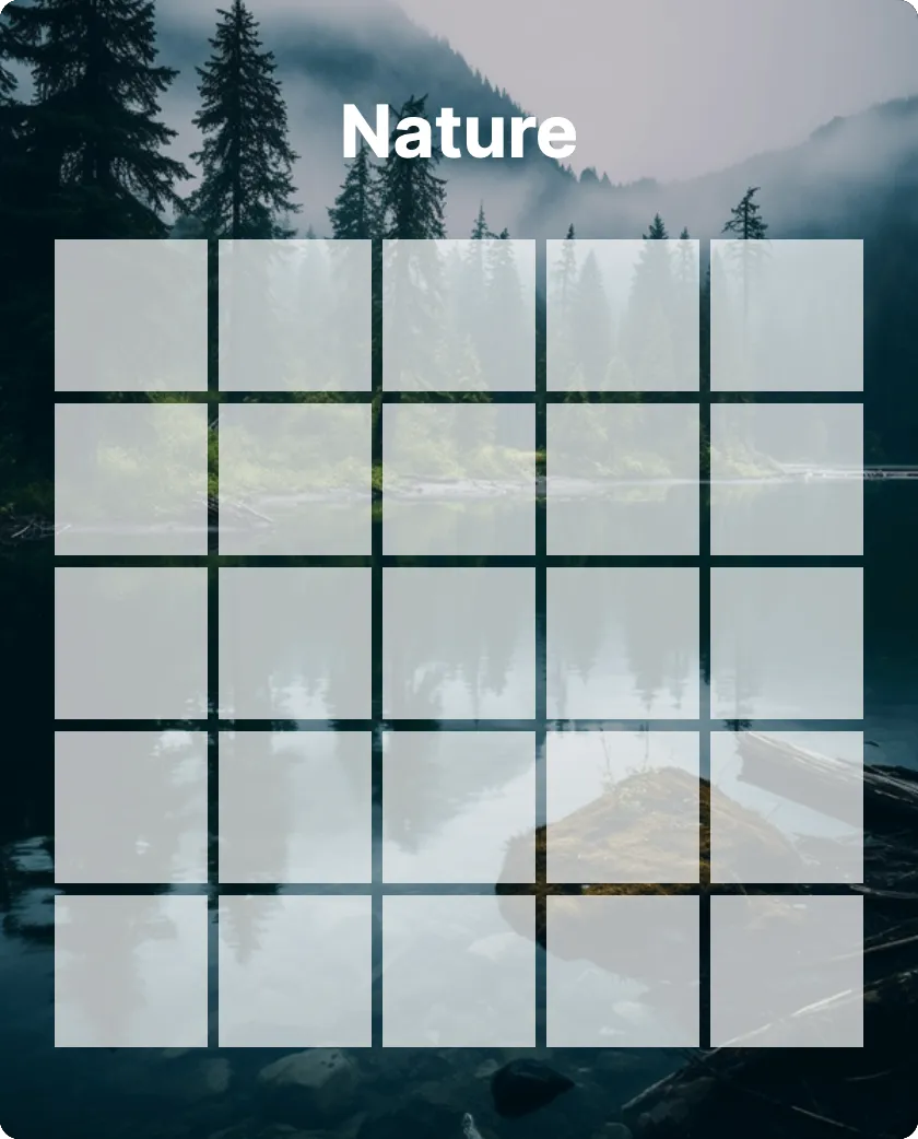 Nature blank bingo card template