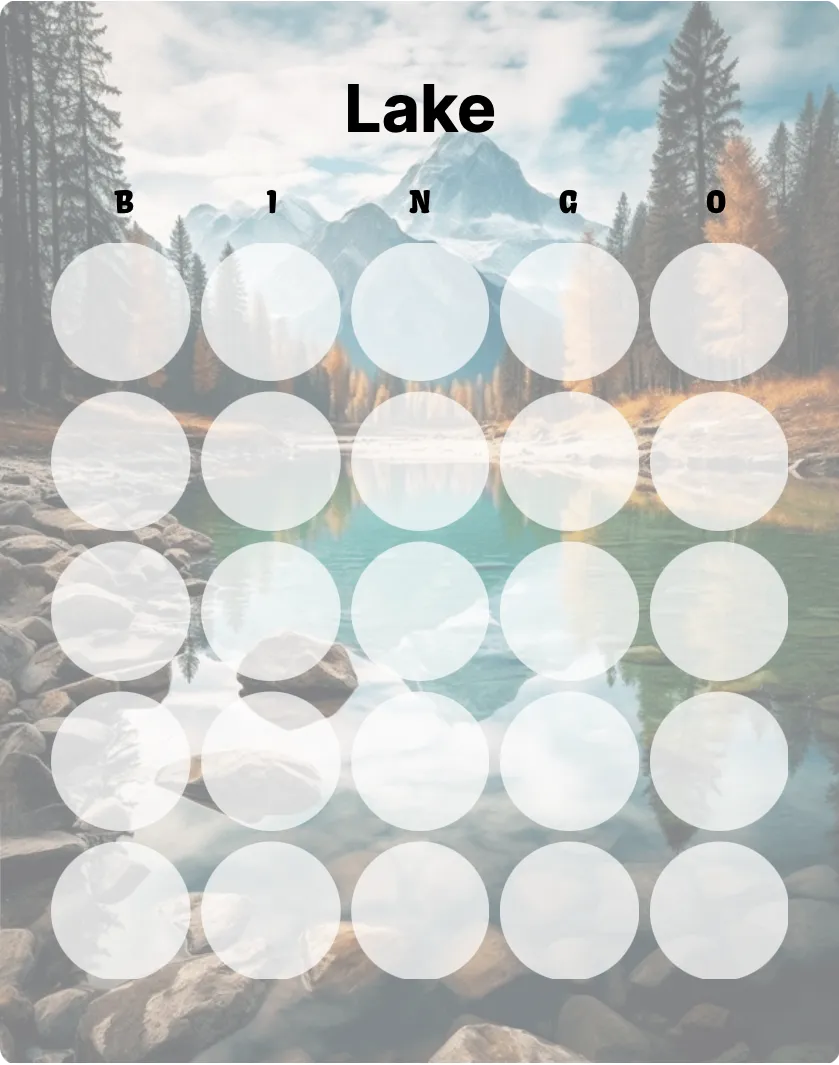 Lake blank bingo card template