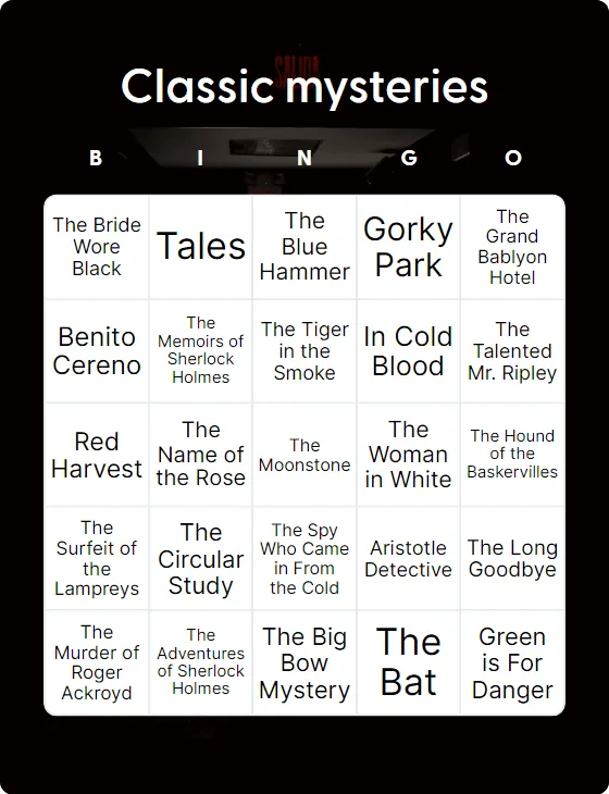 Classic mysteries bingo