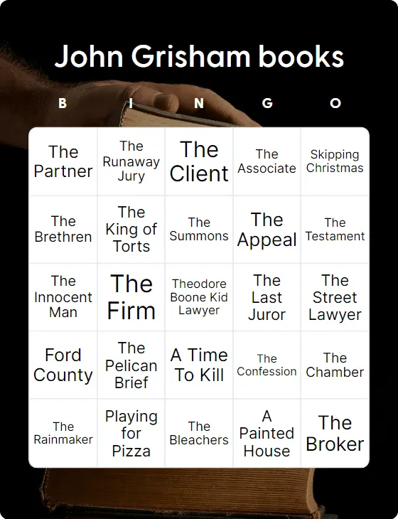 John Grisham books bingo