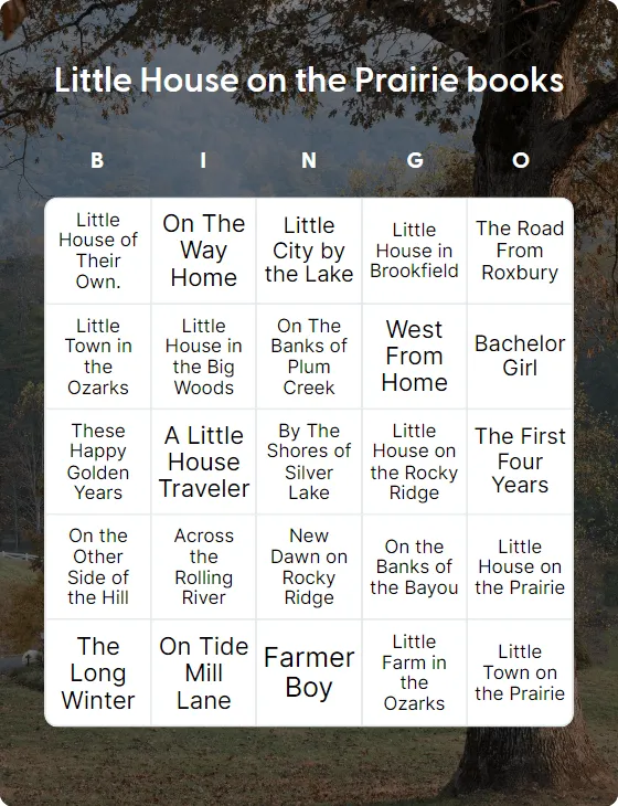 Little House on the Prairie books bingo
