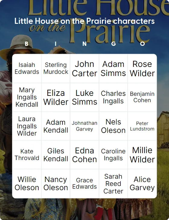 Little House on the Prairie characters bingo