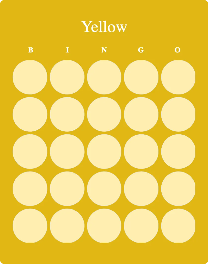 Yellow blank bingo card template