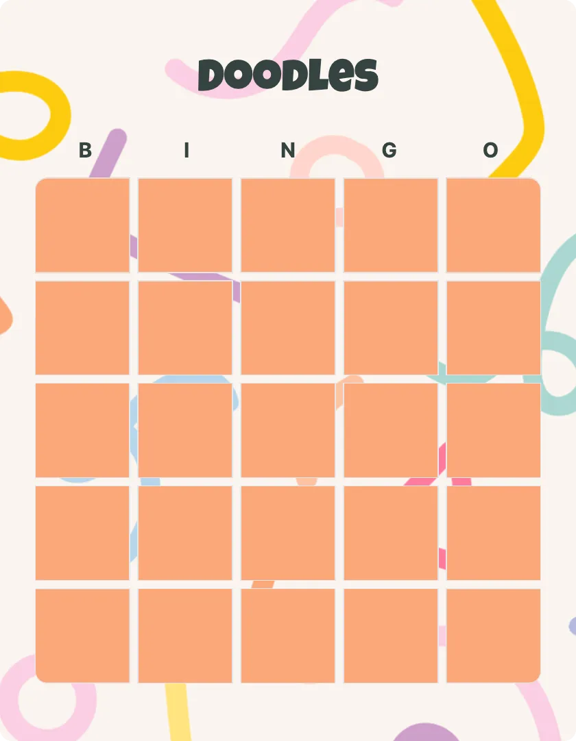 Doodles blank bingo card template