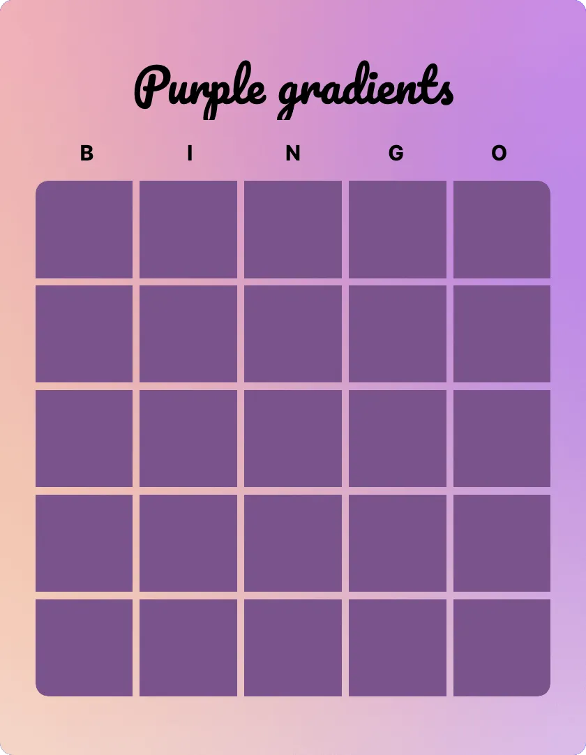 Purple gradients bingo