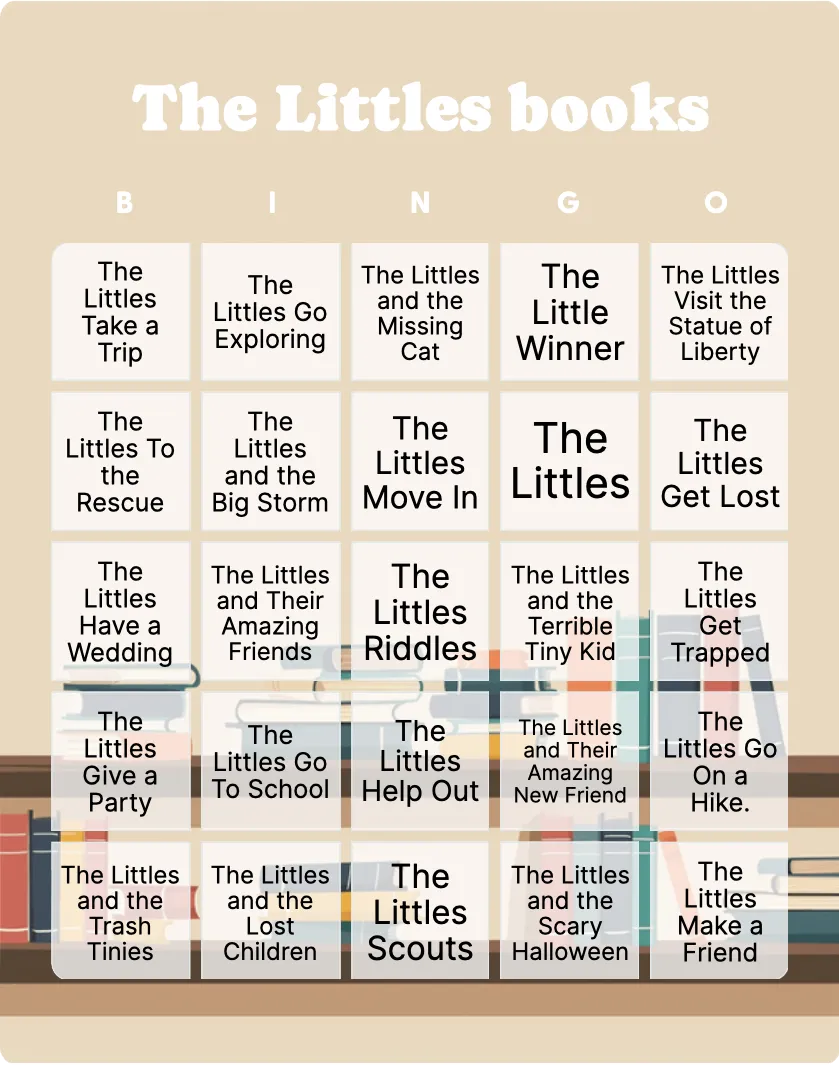 The Littles books bingo card template