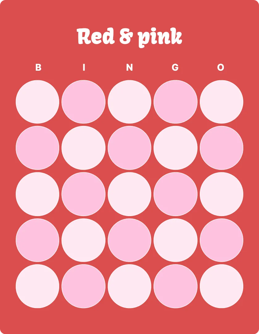 Red & pink blank bingo card template