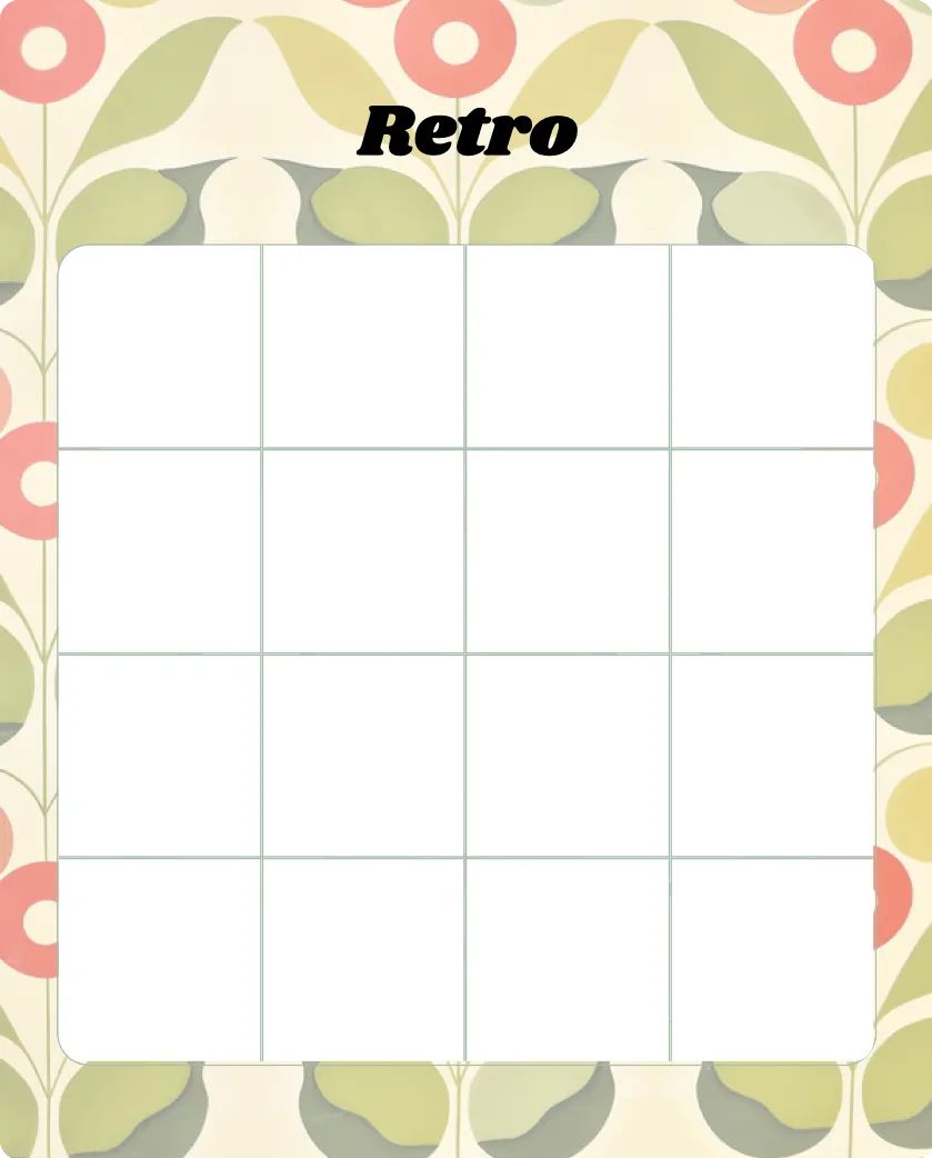 Retro blank bingo card template