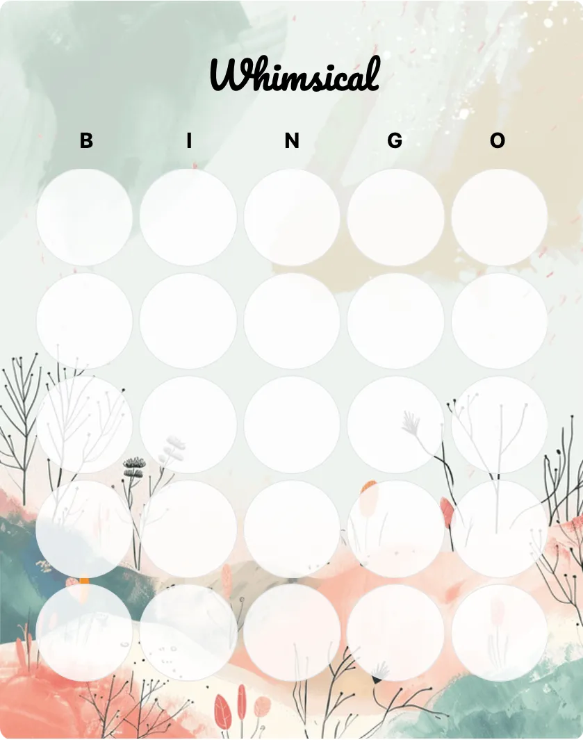 Whimsical bingo card template