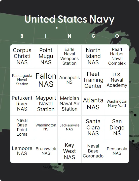 United States Navy bases bingo