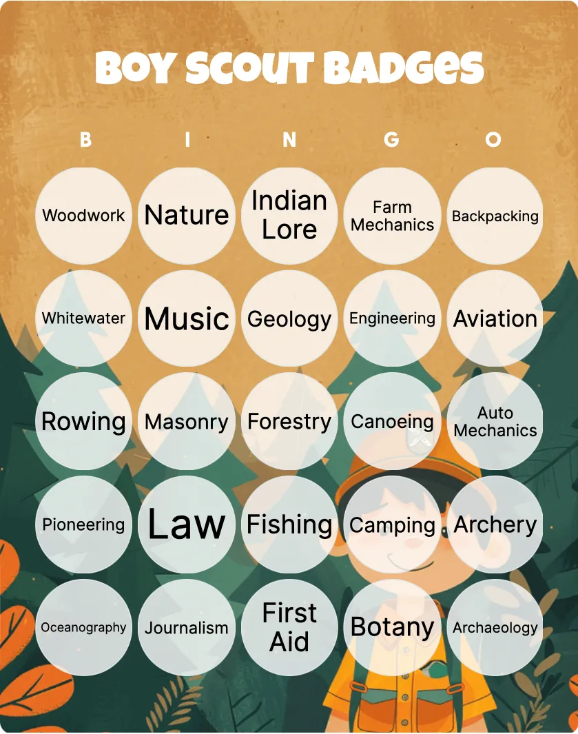 Boy scout badges bingo