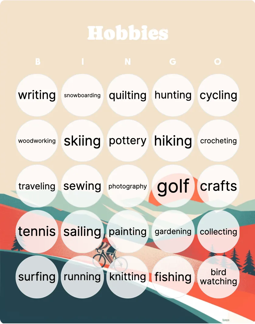 Hobbies bingo