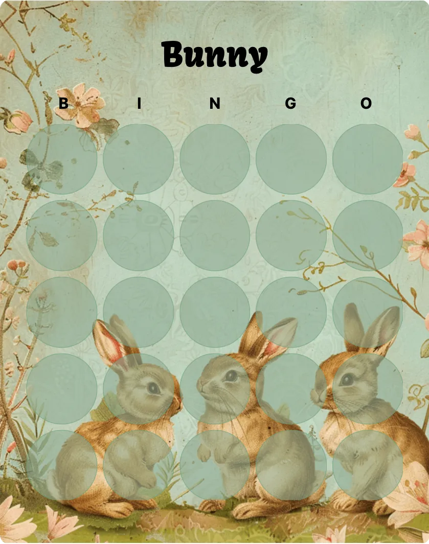 Bunny blank bingo card template