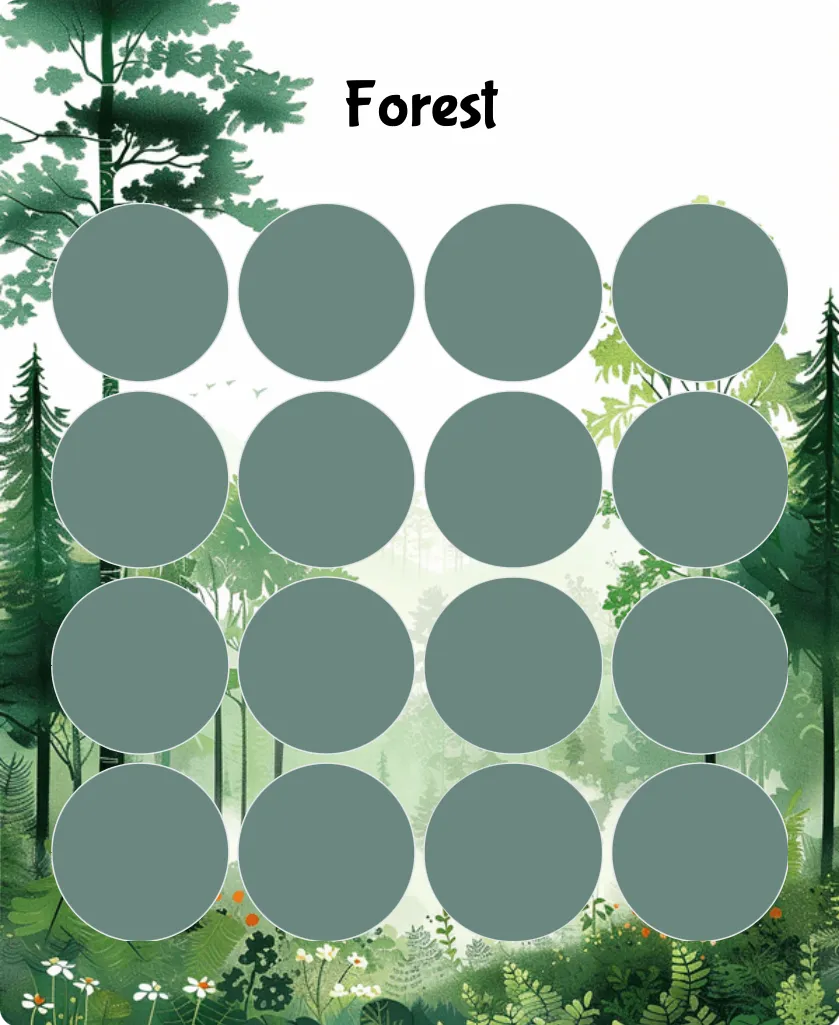 Forest blank bingo card template