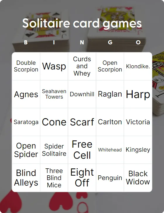 Solitaire card games bingo