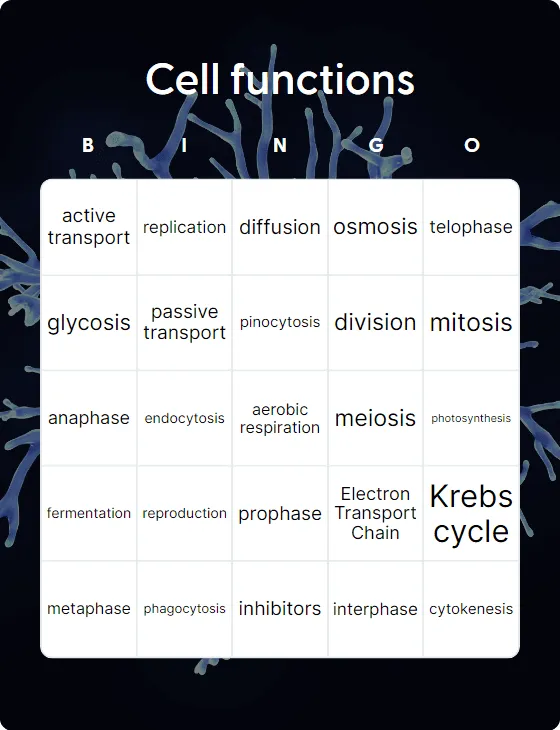 Cell functions bingo