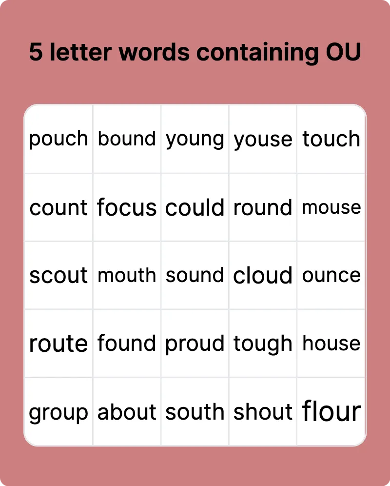5 letter words containing OU