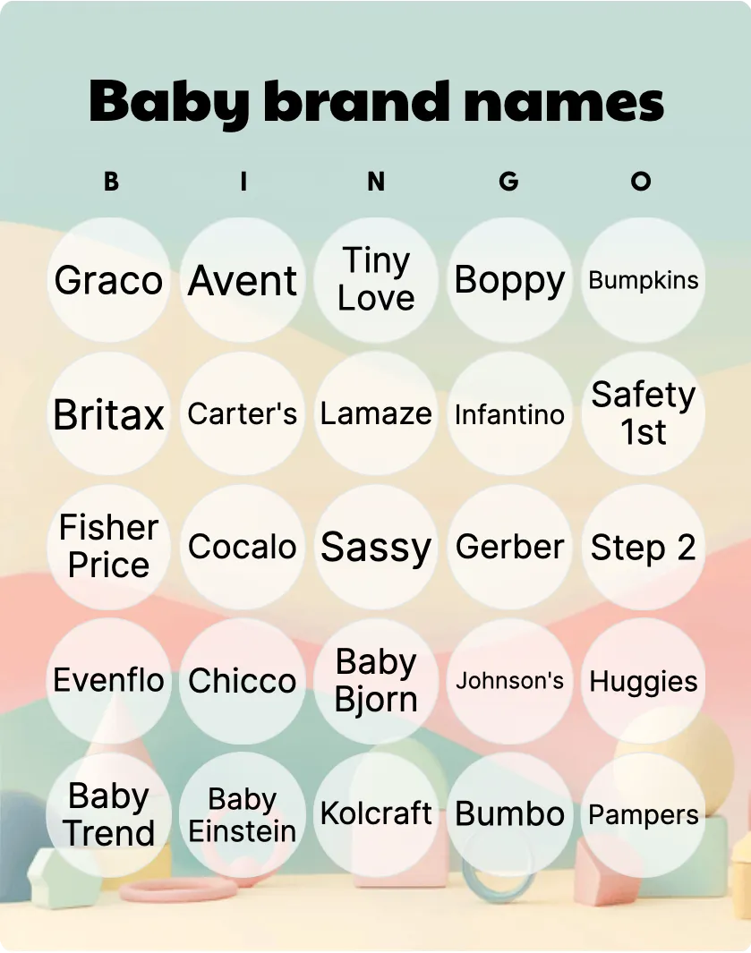 Baby brand names bingo