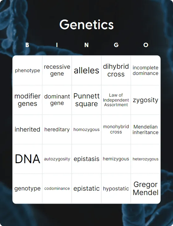 Genetics bingo