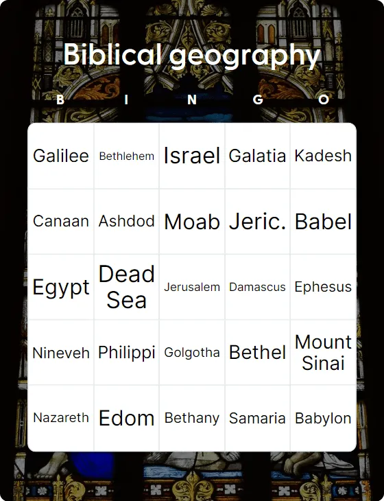 Biblical geography bingo