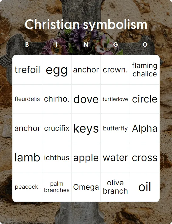 Christian symbolism bingo