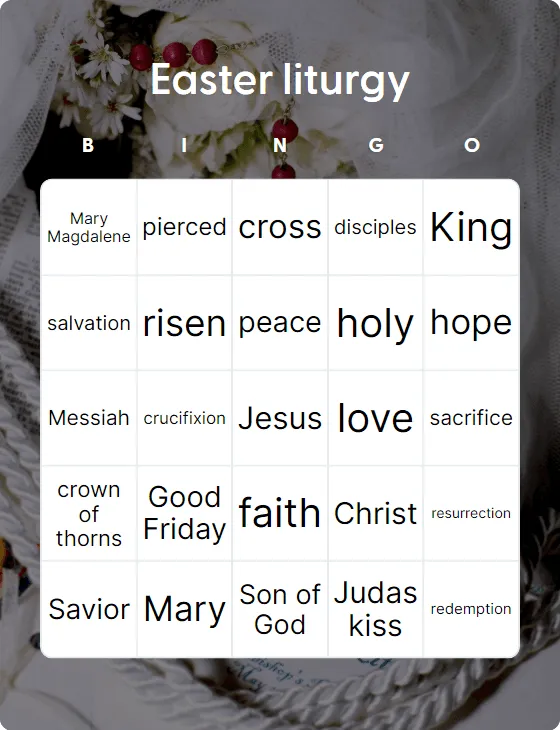 Easter liturgy bingo